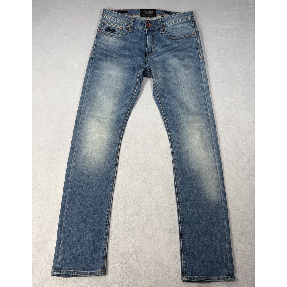SuperDry‎ CORPORAL SLIM Jeans Men's 30X32 Inseam 28.5 Blue Denim Logo 5 Pockets.